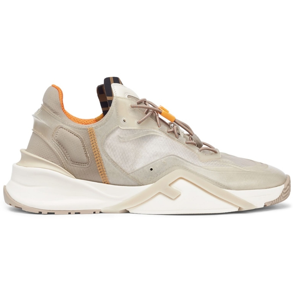 NWT$930 Fendi FLOW Beige Nylon Lowtop Leather Running Sneakers Sz US 12 Fendi 11 - Picture 2 of 16